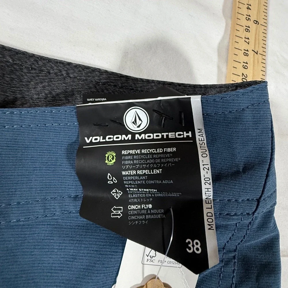 Volcom Lido Solid Mod 20 Boardshorts Indigo Blue Mens 38 A0811926 NEW